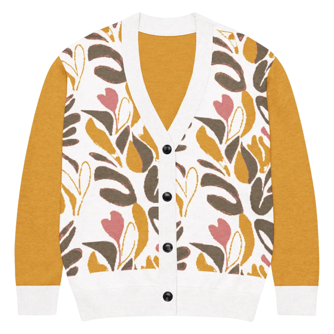Floral Knitted Cardigan - Abstract Jacquard Knit - DipaliZ