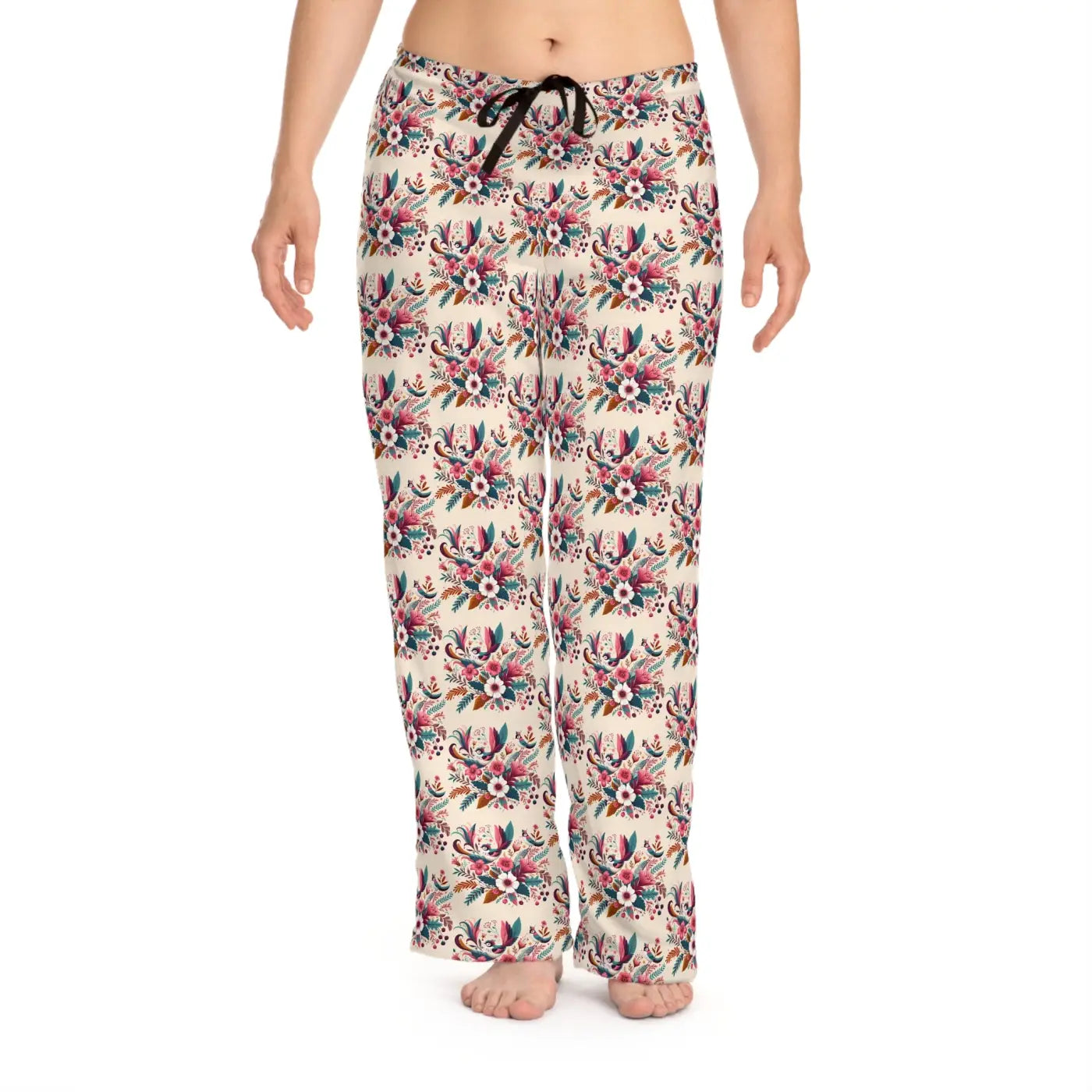 Chic Pajama Pants - Abstract Floral Polyester Jersey - DipaliZ
