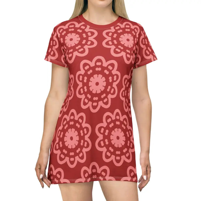 Floral T-Shirt Dress - Abstract Art Design - DipaliZ