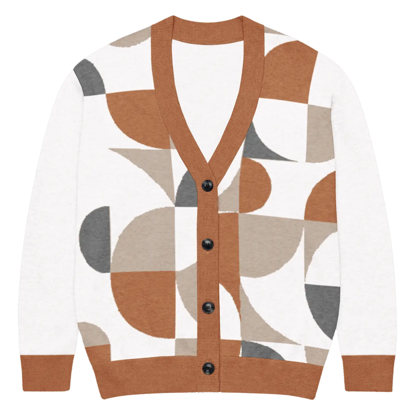 Knitted Cardigan - Abstract Geometric Pattern Cozy Comfort - DipaliZ