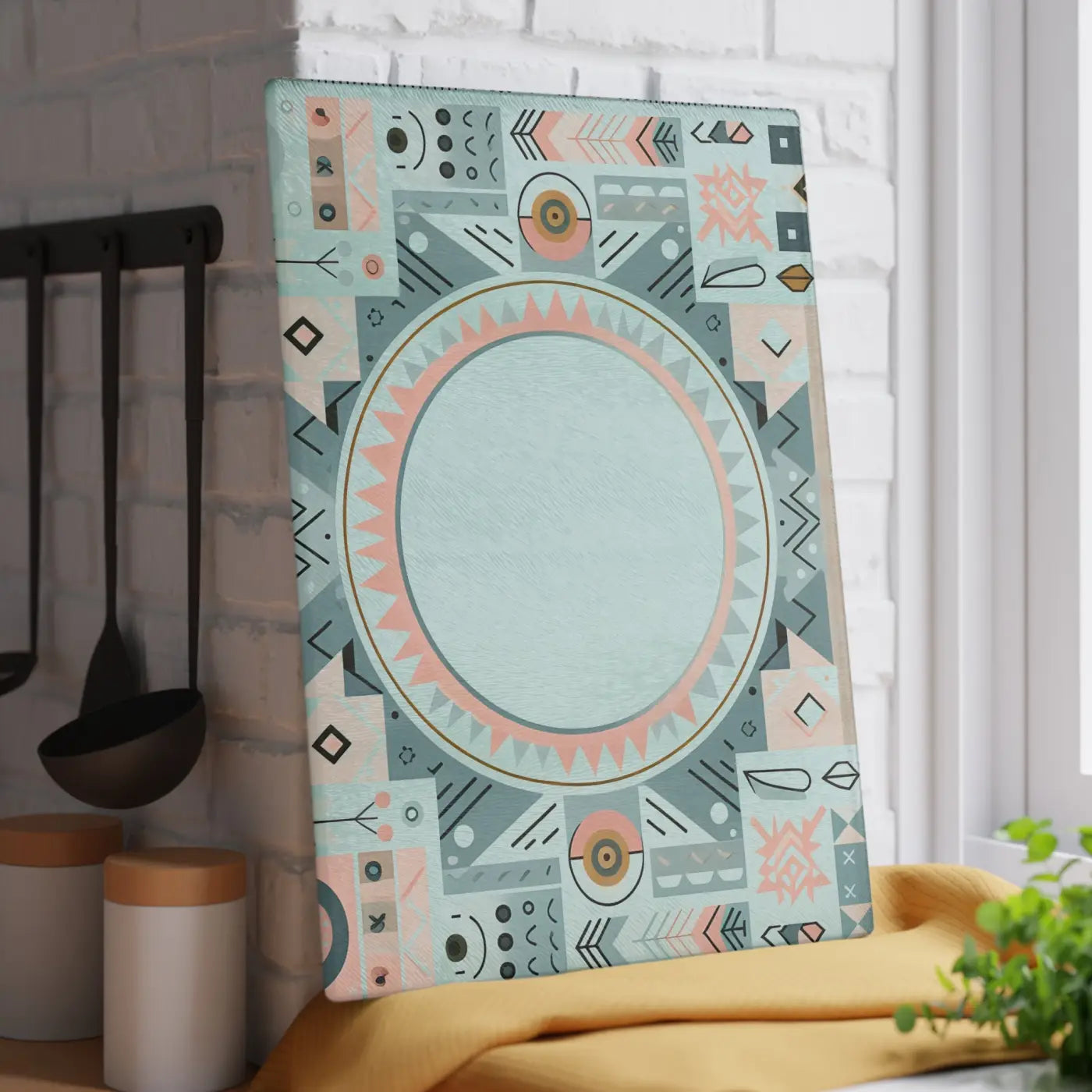 Geometric Glass Cutting Board - Abstract Art Design - DipaliZ
