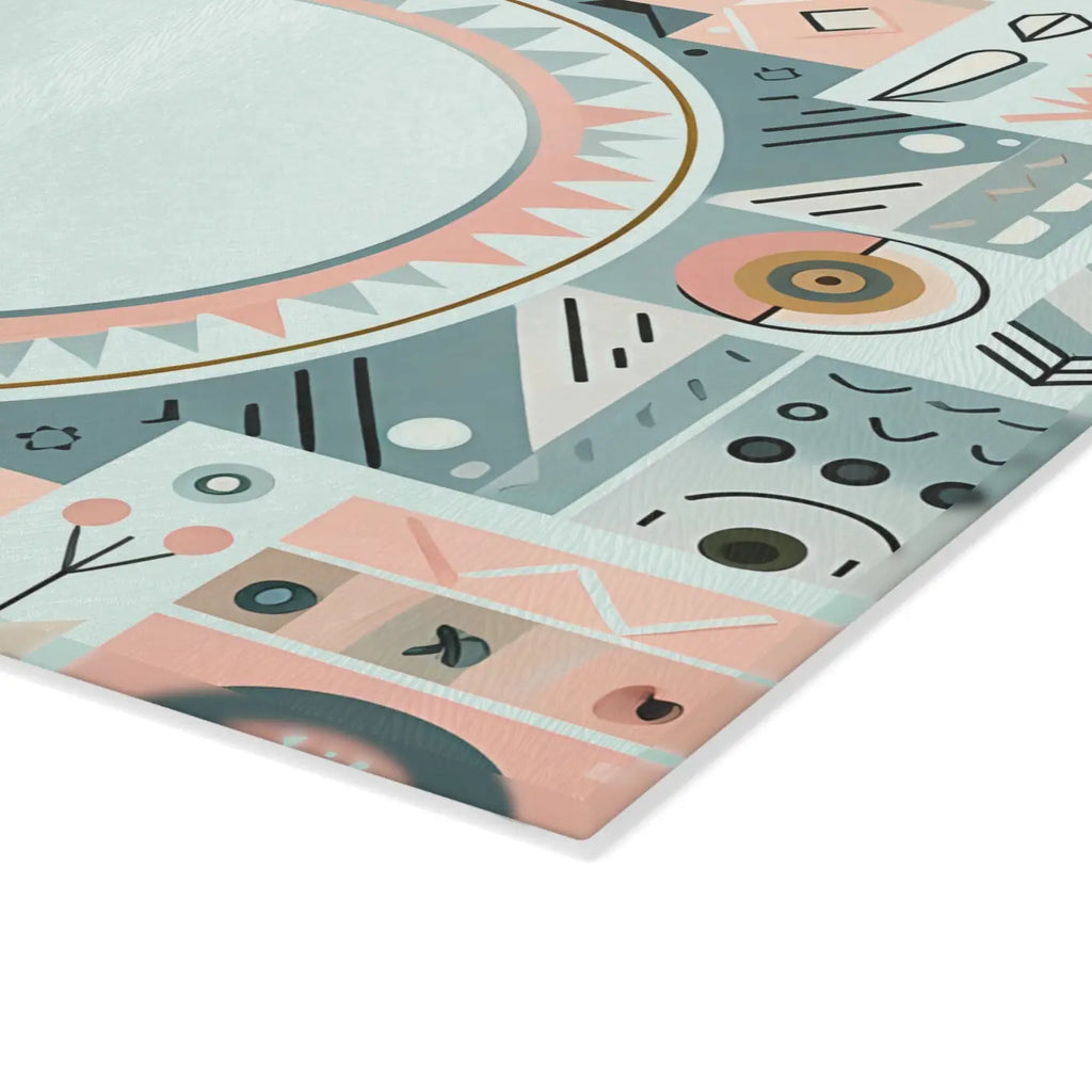 Geometric Glass Cutting Board - Abstract Art Design - DipaliZ