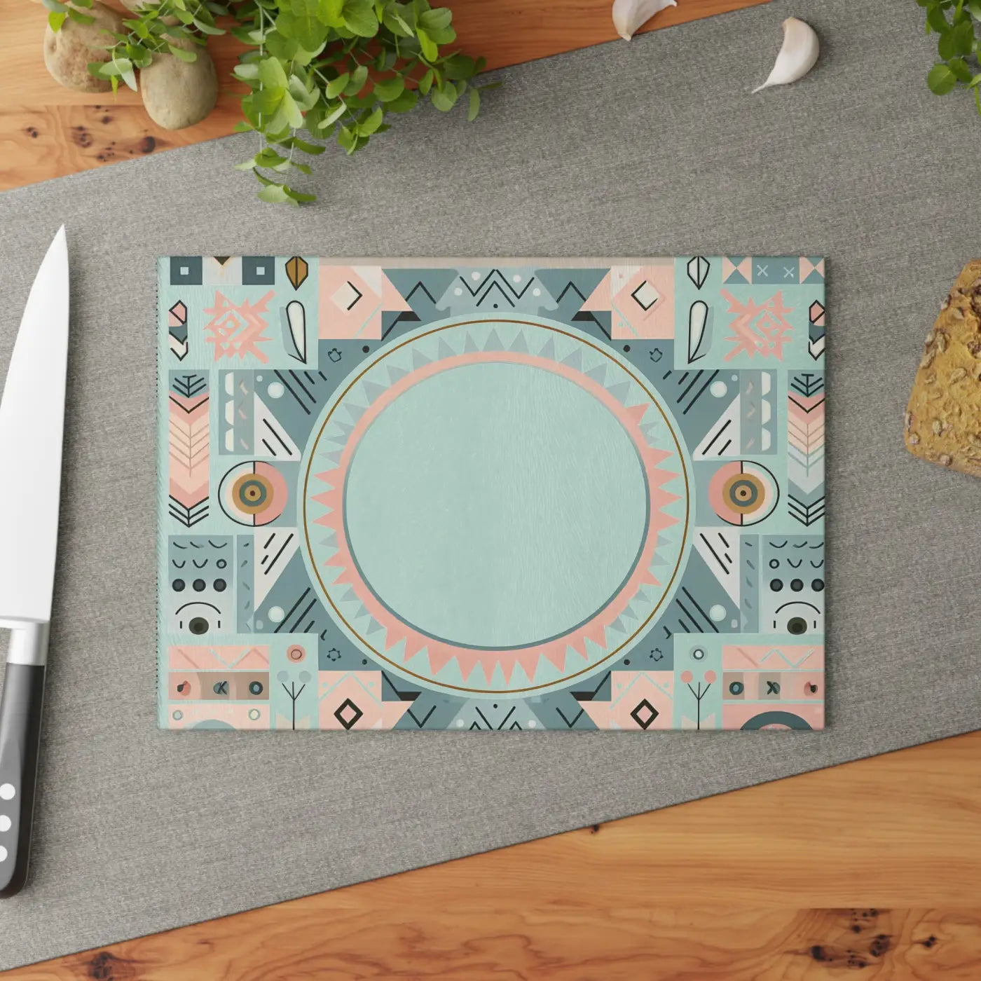 Geometric Glass Cutting Board - Abstract Art Design - DipaliZ