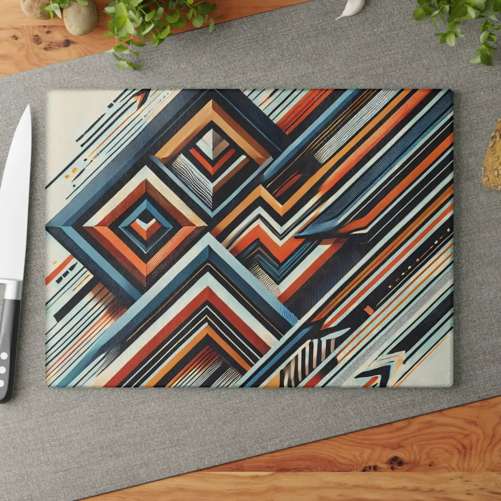 Abstract Glass Cutting Board - Geometrical Pattern - DipaliZ