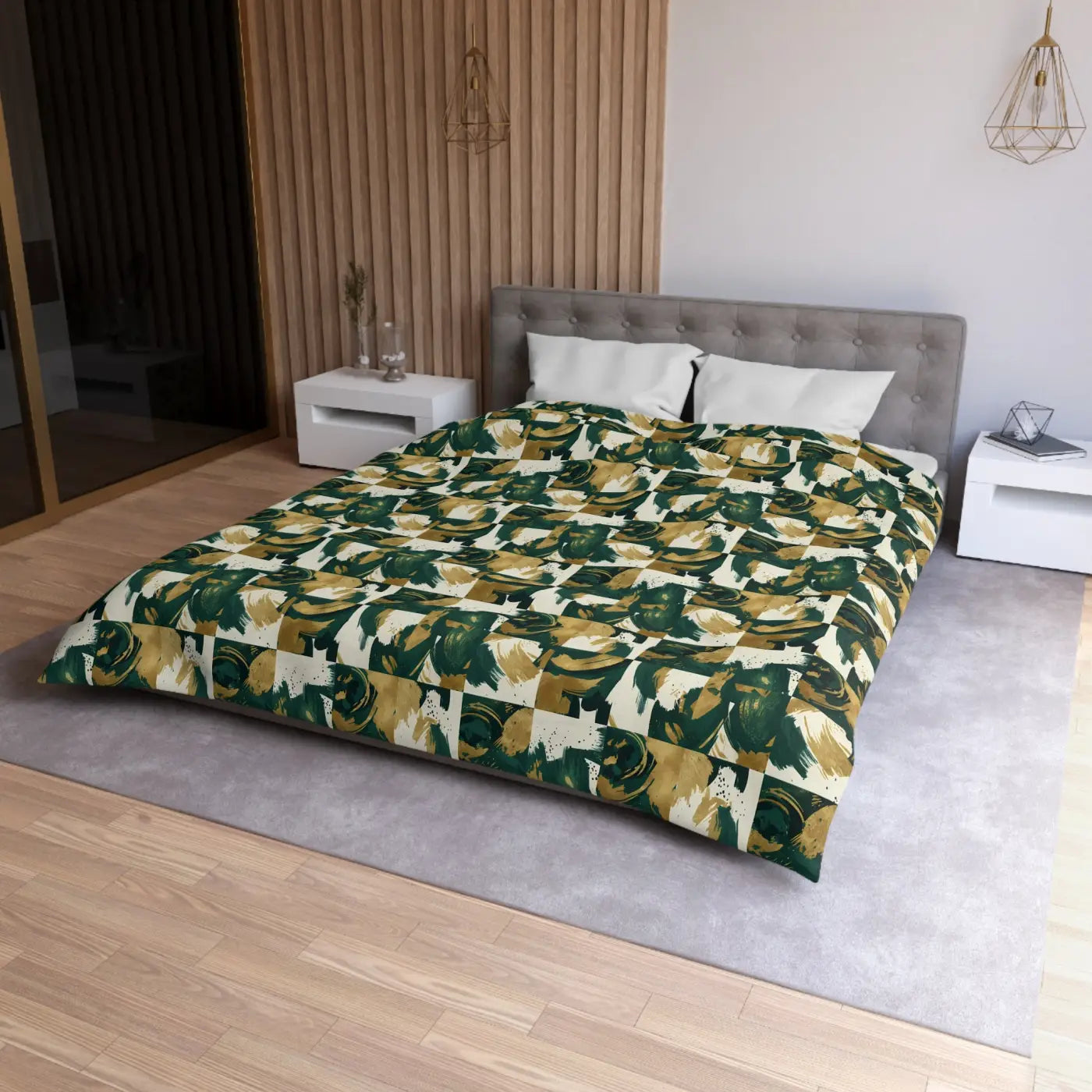 Green Camouflage Duvet - Brushed Microfiber Fabric - DipaliZ