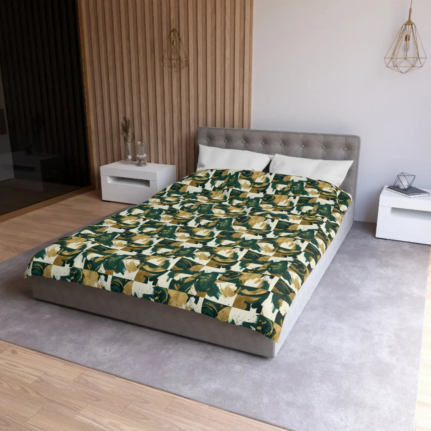 Green Camouflage Duvet - Brushed Microfiber Fabric - DipaliZ