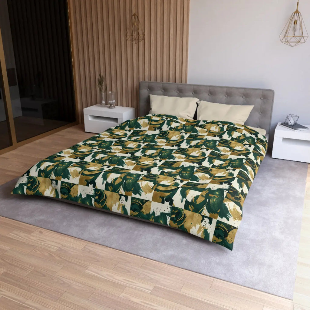 Green Camouflage Duvet - Brushed Microfiber Fabric - DipaliZ