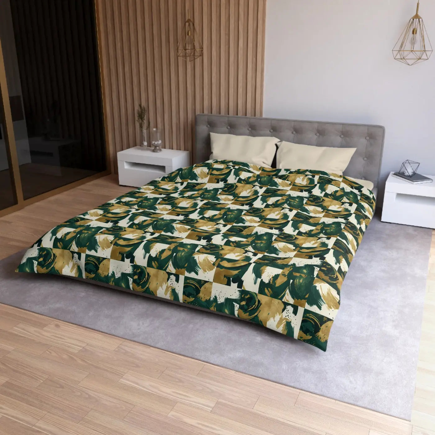 Green Camouflage Duvet - Brushed Microfiber Fabric - DipaliZ