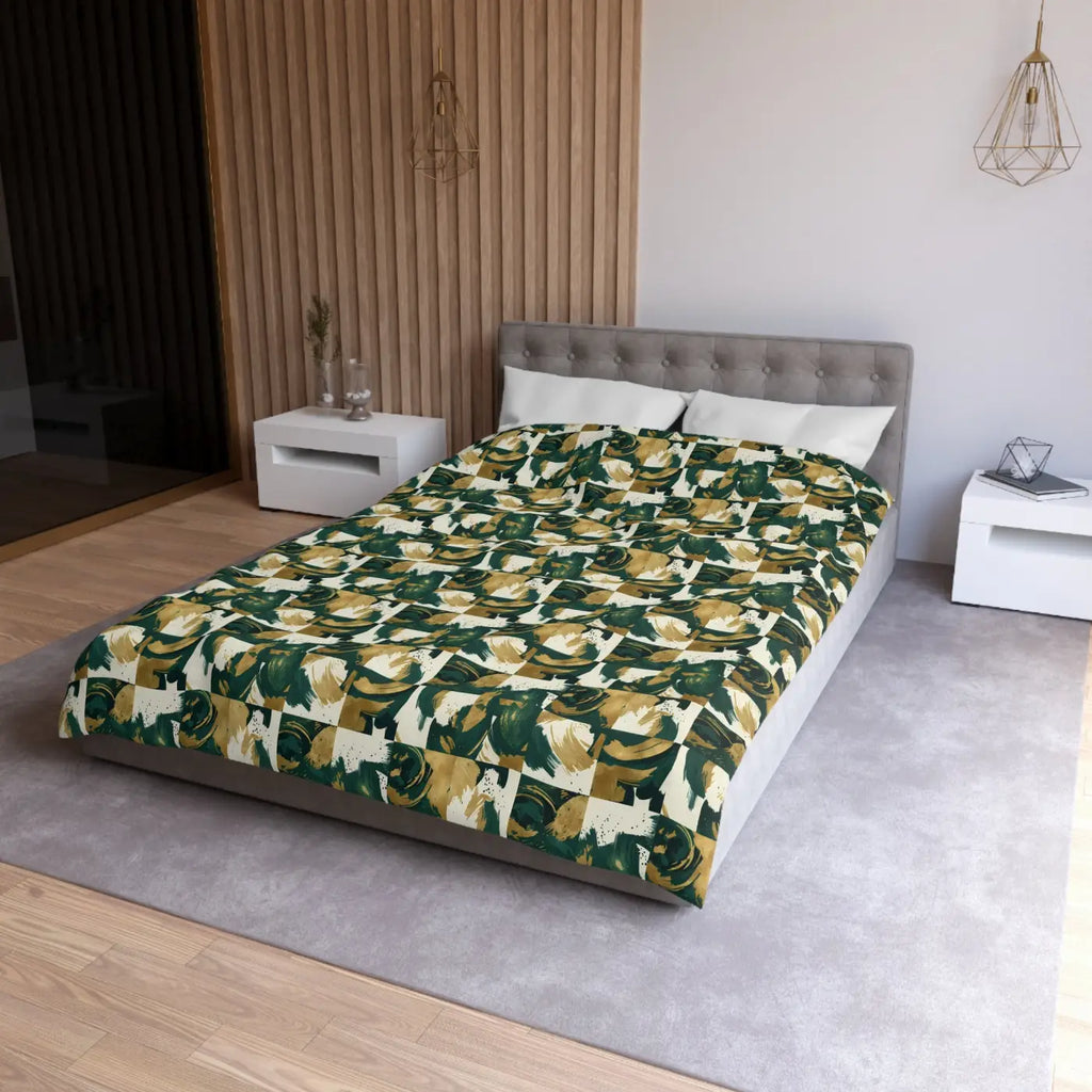 Green Camouflage Duvet - Brushed Microfiber Fabric - DipaliZ