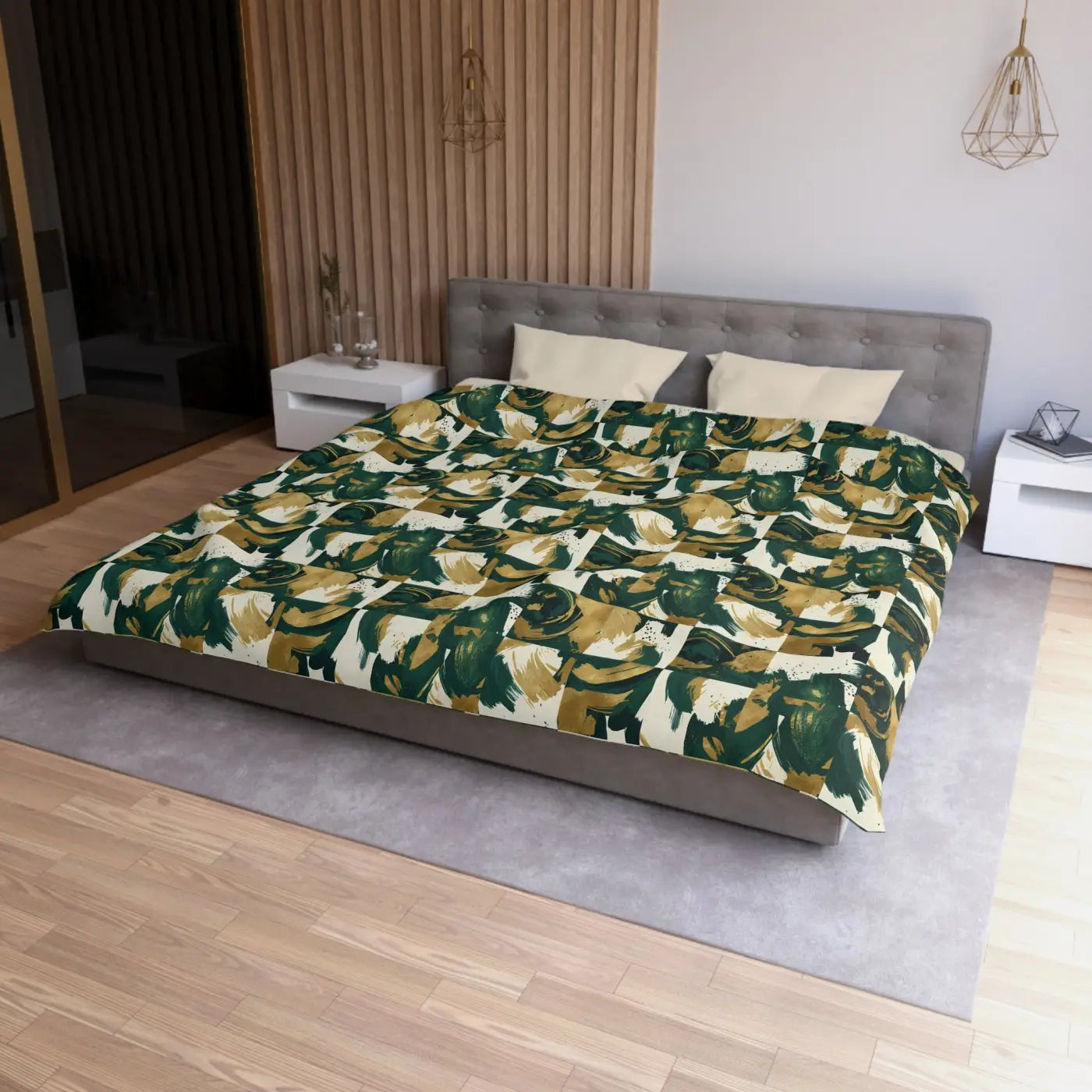Green Camouflage Duvet - Brushed Microfiber Fabric - DipaliZ