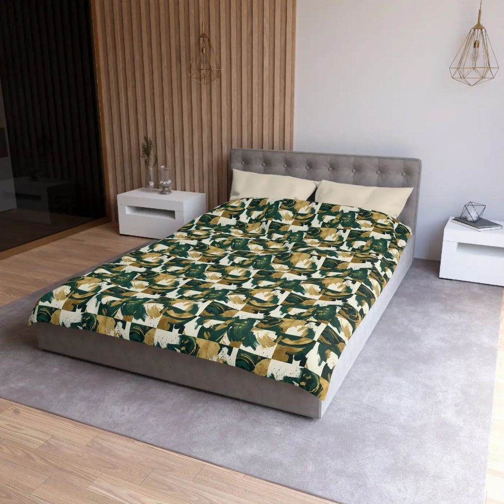 Green Camouflage Duvet - Brushed Microfiber Fabric - DipaliZ