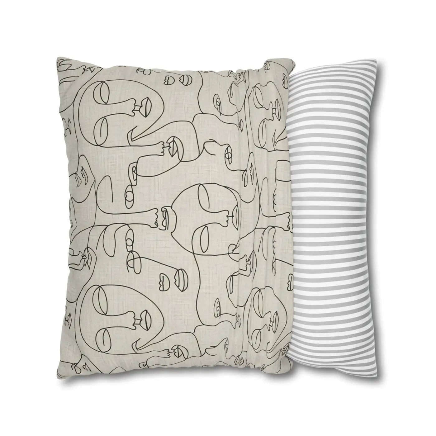 Line Art Pillow Cover - Abstract Faces Gallery Style - DipaliZ