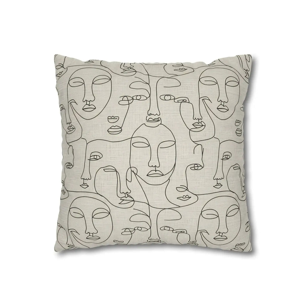 Line Art Pillow Cover - Abstract Faces Gallery Style - DipaliZ