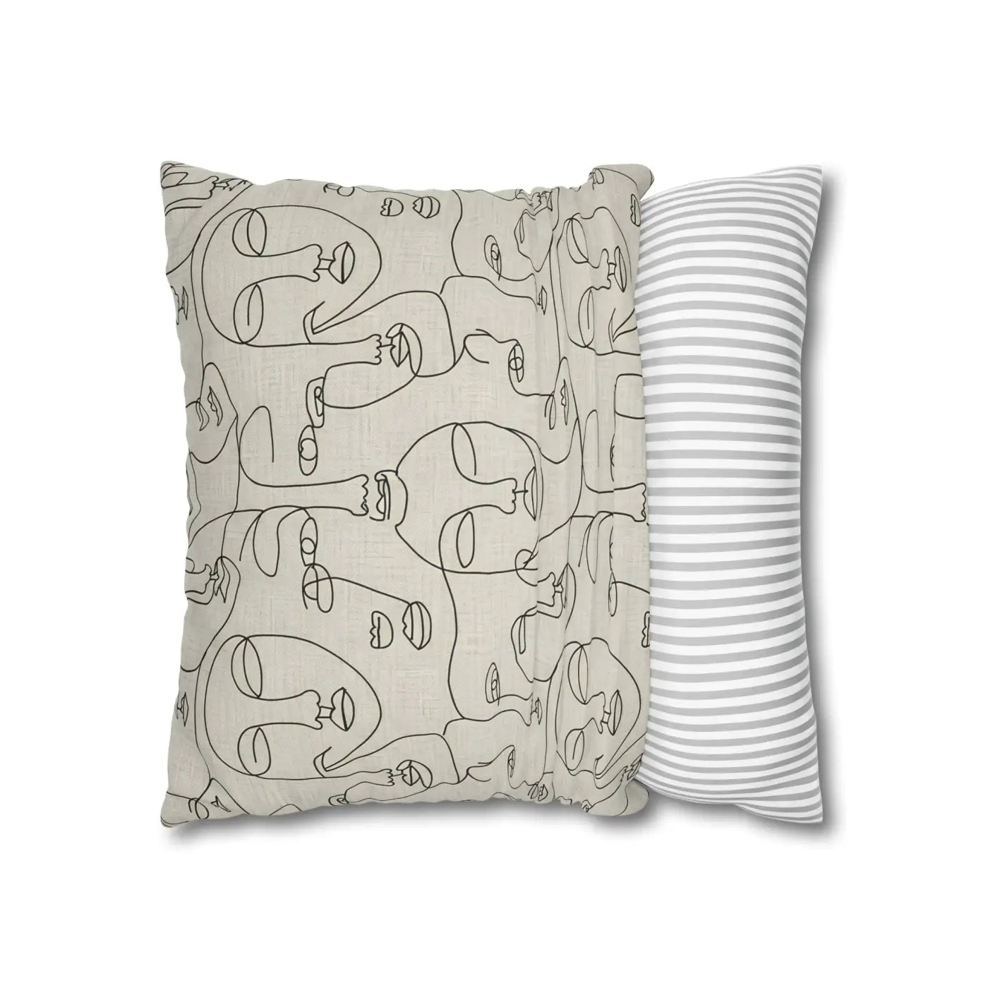 Line Art Pillow Cover - Abstract Faces Gallery Style - DipaliZ