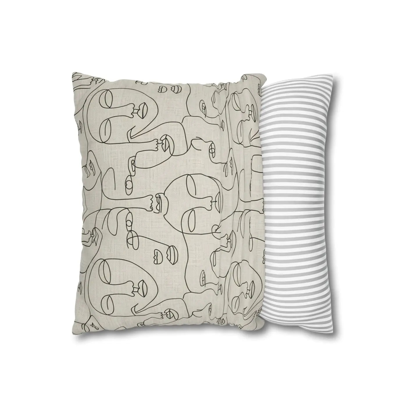 Line Art Pillow Cover - Abstract Faces Gallery Style - DipaliZ