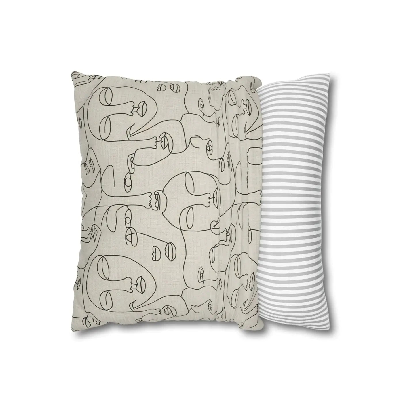 Line Art Pillow Cover - Abstract Faces Gallery Style - DipaliZ