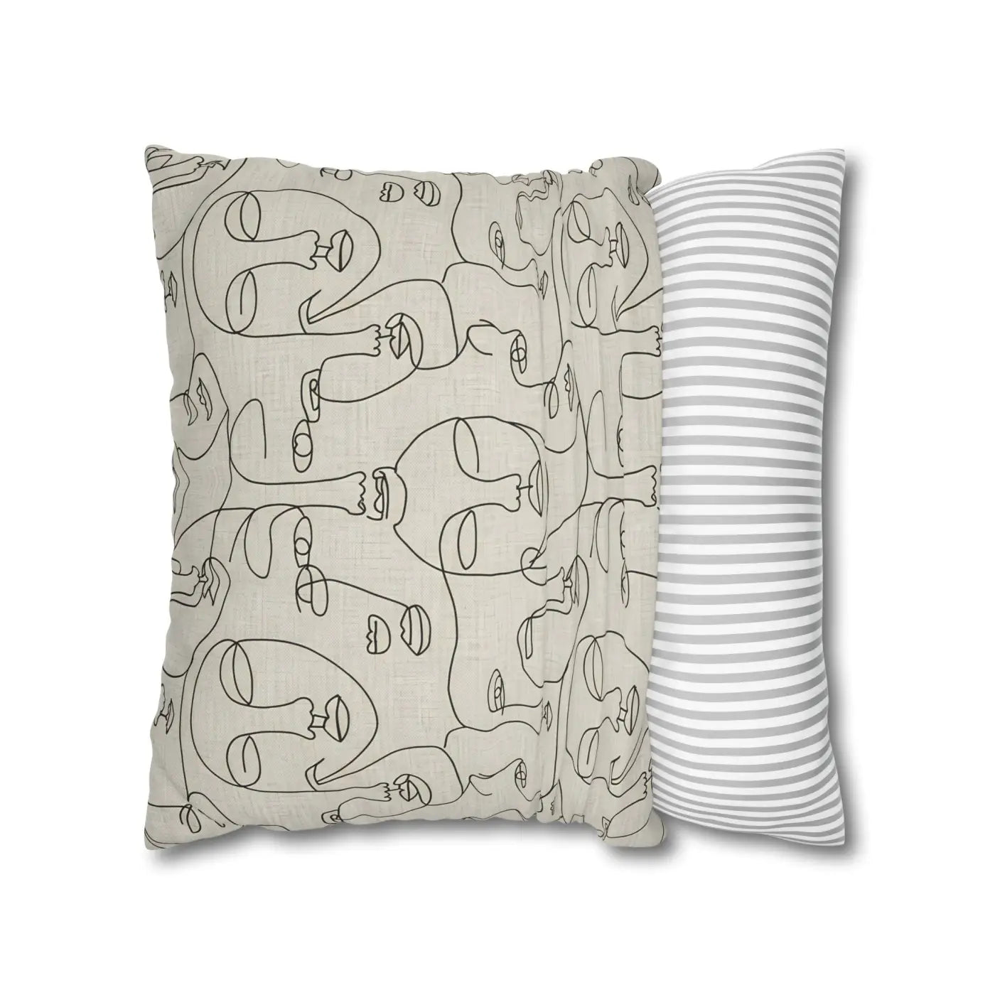 Line Art Pillow Cover - Abstract Faces Gallery Style - DipaliZ