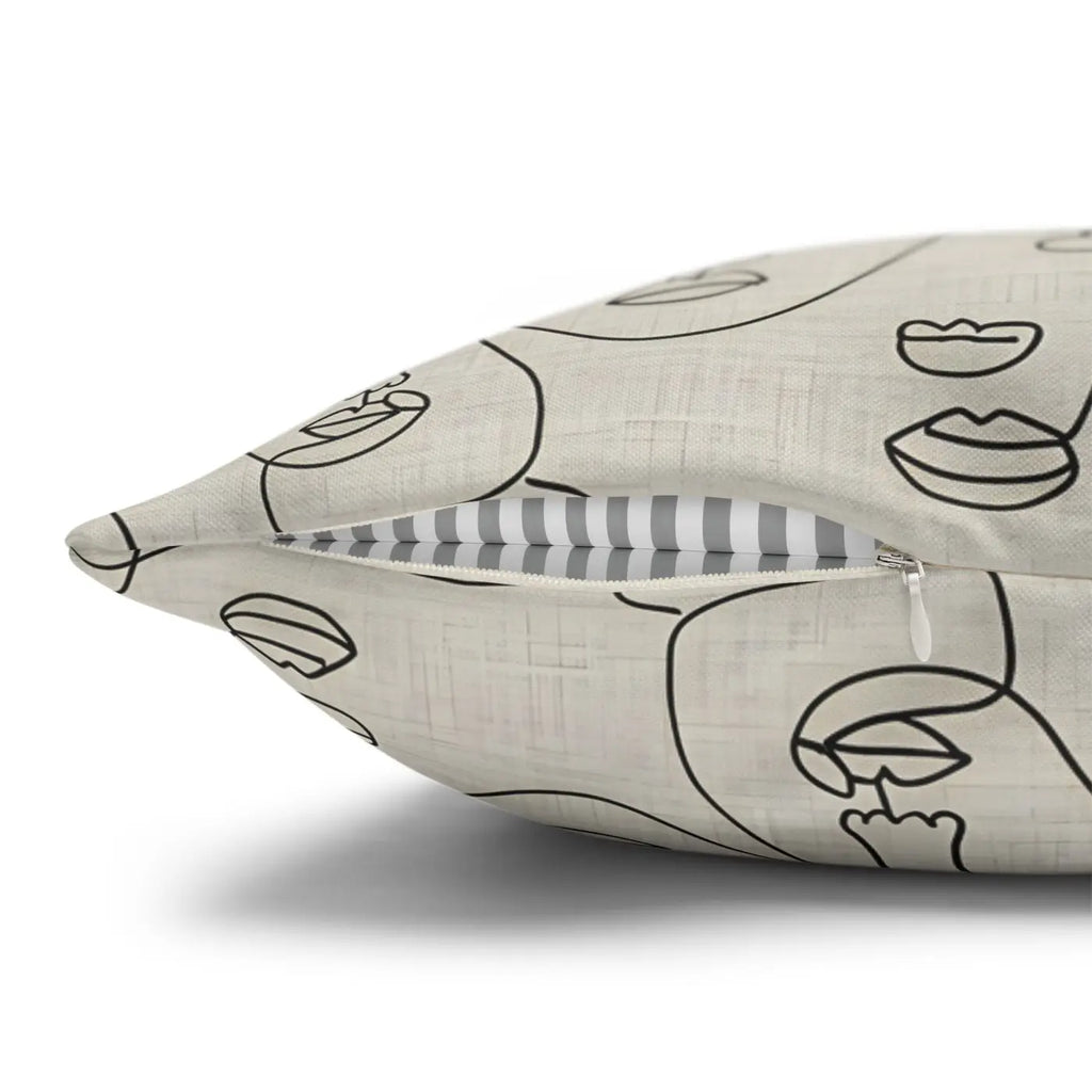 Line Art Pillow Cover - Abstract Faces Gallery Style - DipaliZ