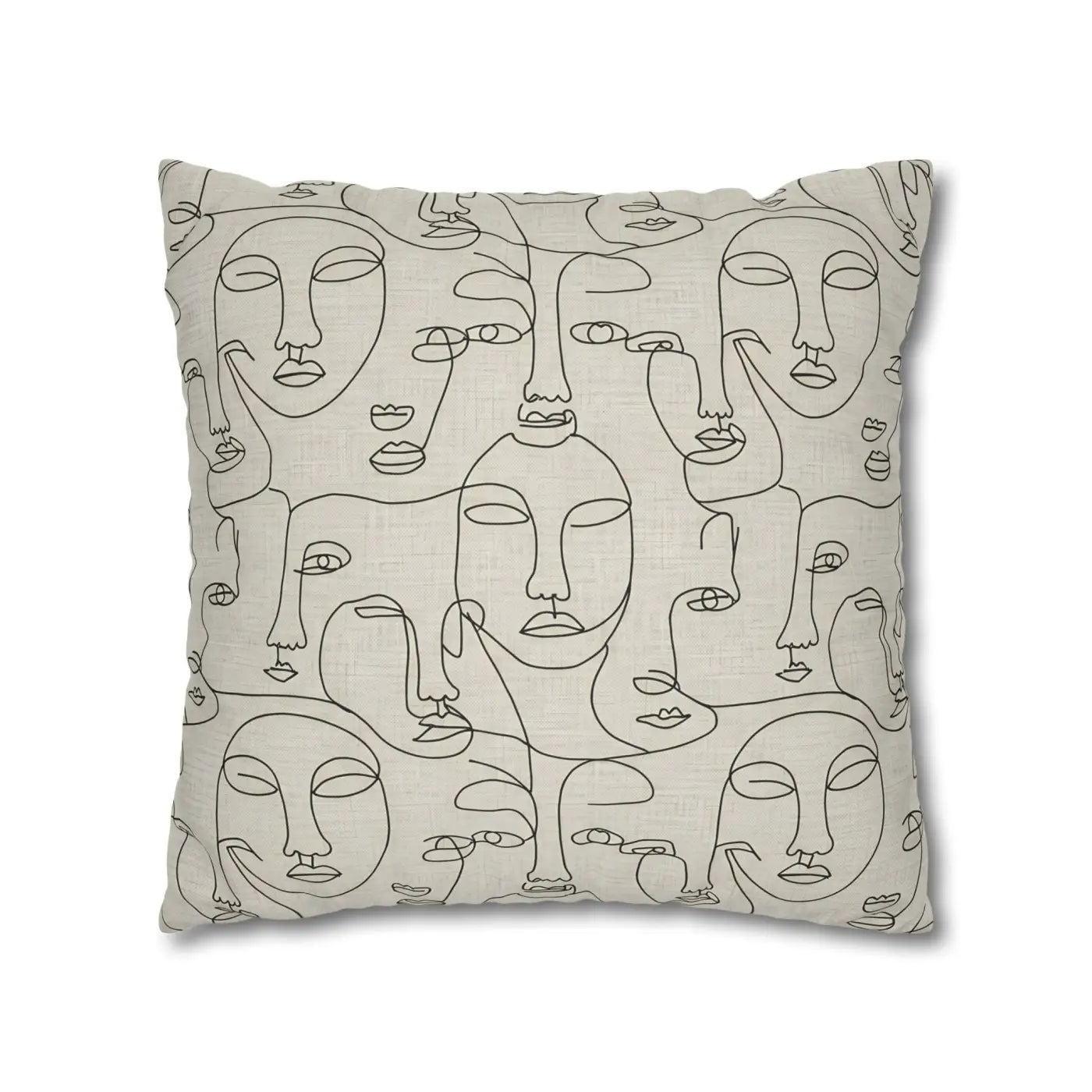 Line Art Pillow Cover - Abstract Faces Gallery Style - DipaliZ