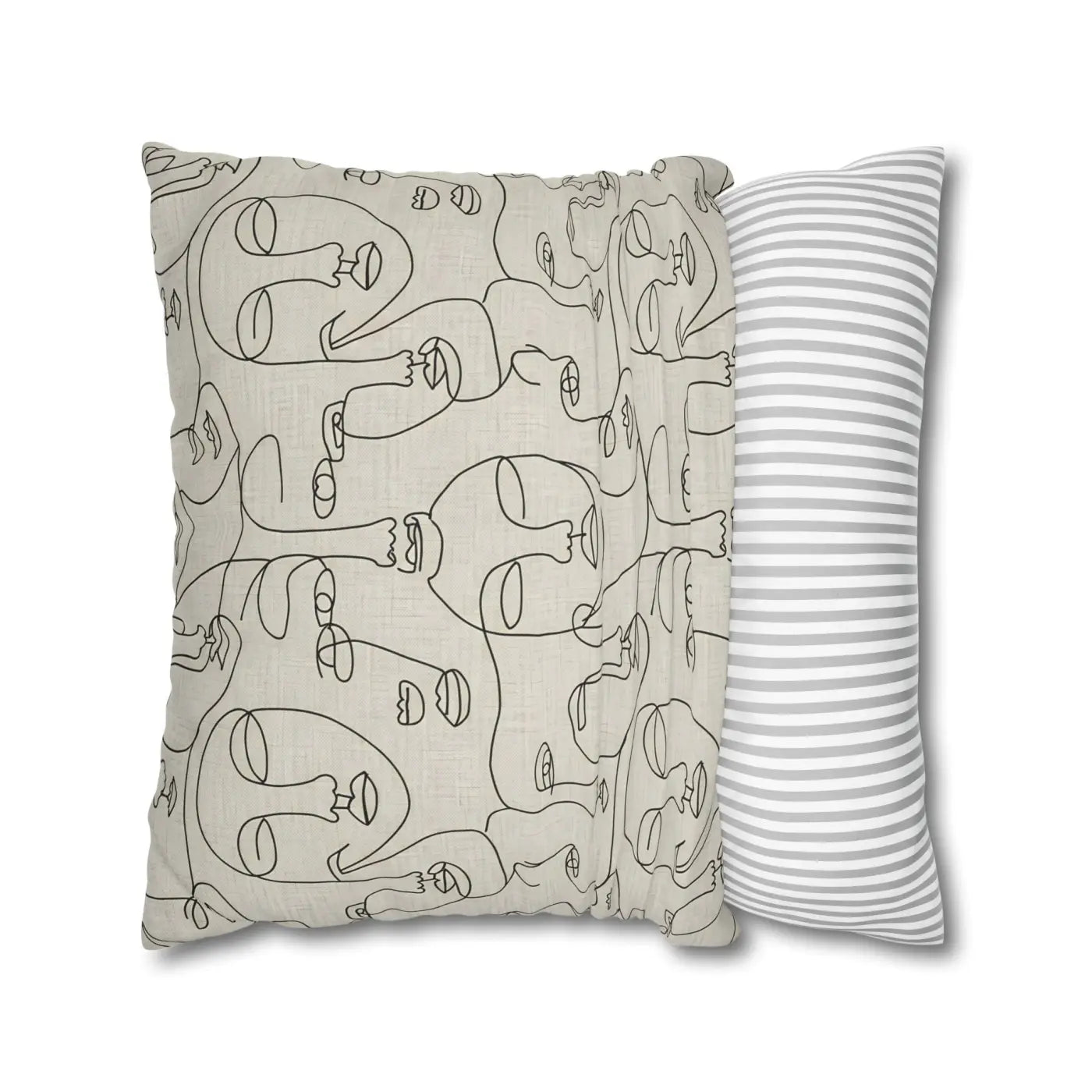 Line Art Pillow Cover - Abstract Faces Gallery Style - DipaliZ