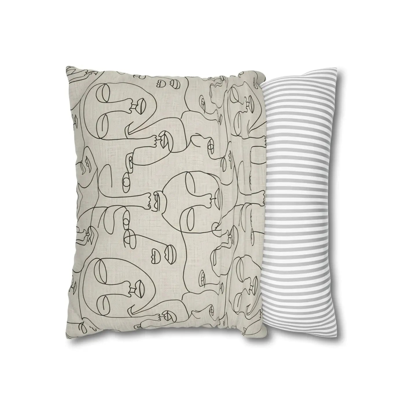 Line Art Pillow Cover - Abstract Faces Gallery Style - DipaliZ
