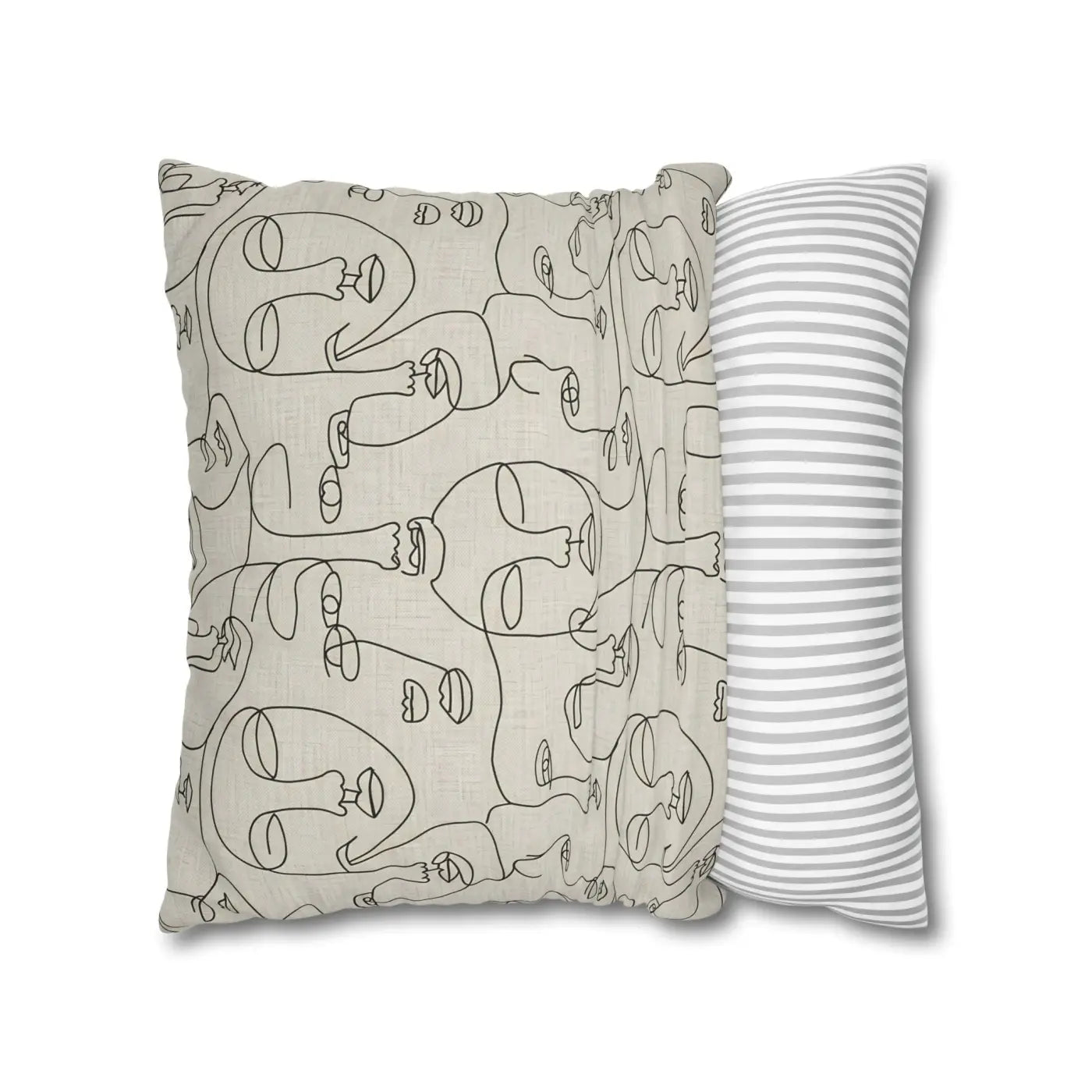 Line Art Pillow Cover - Abstract Faces Gallery Style - DipaliZ