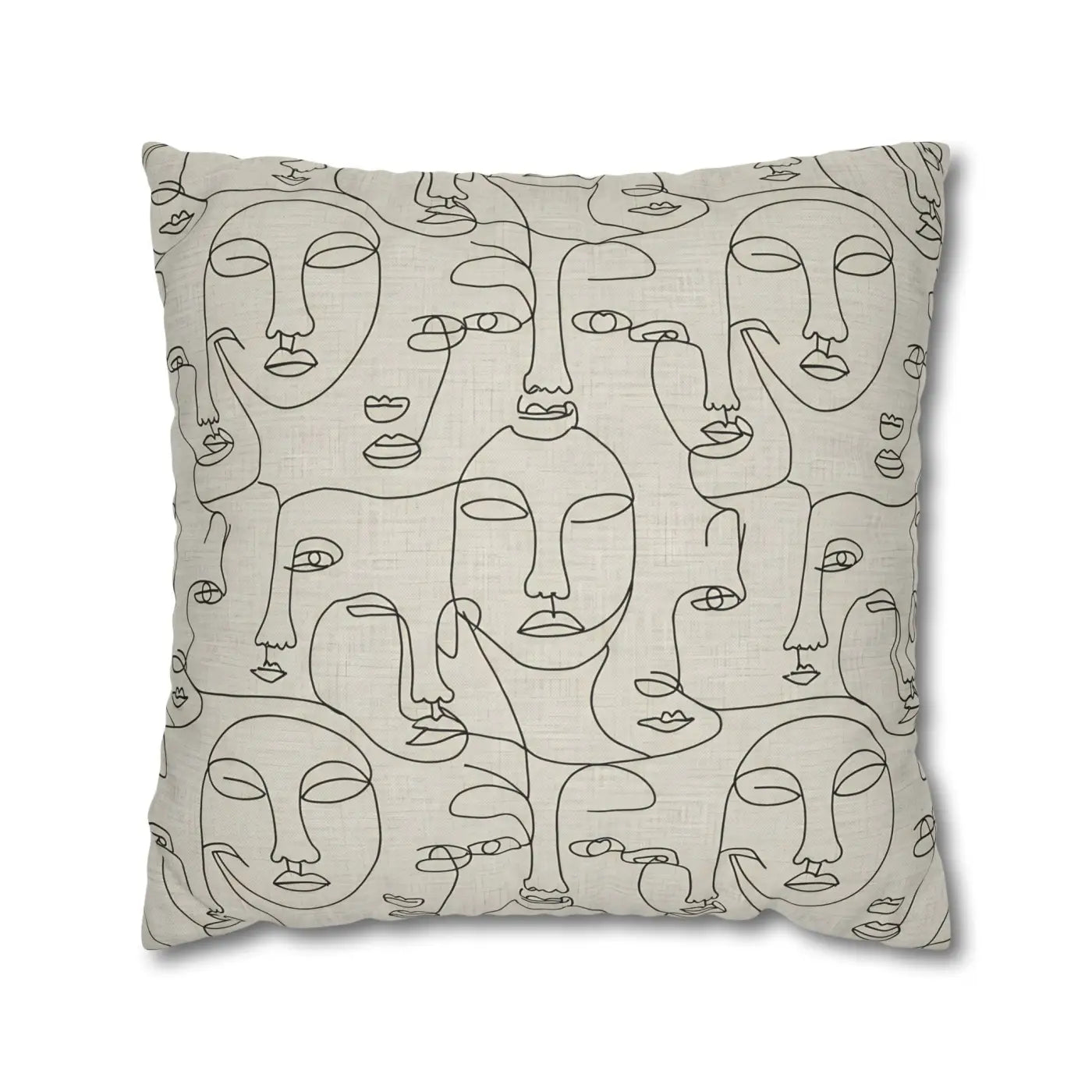 Line Art Pillow Cover - Abstract Faces Gallery Style - DipaliZ