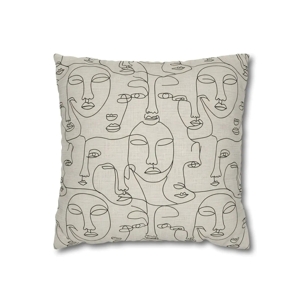 Line Art Pillow Cover - Abstract Faces Gallery Style - DipaliZ