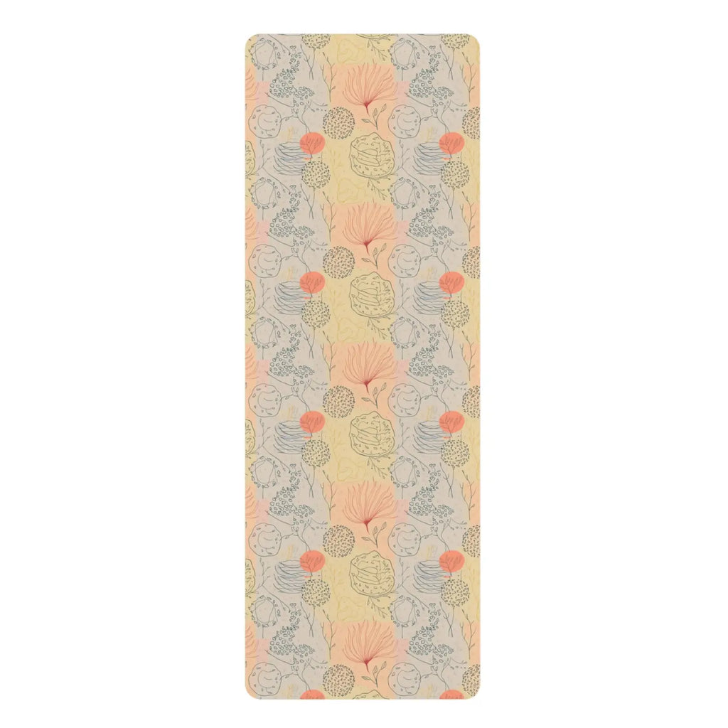 Orange Floral Rubber Yoga Mat - Anti Slip Design - DipaliZ