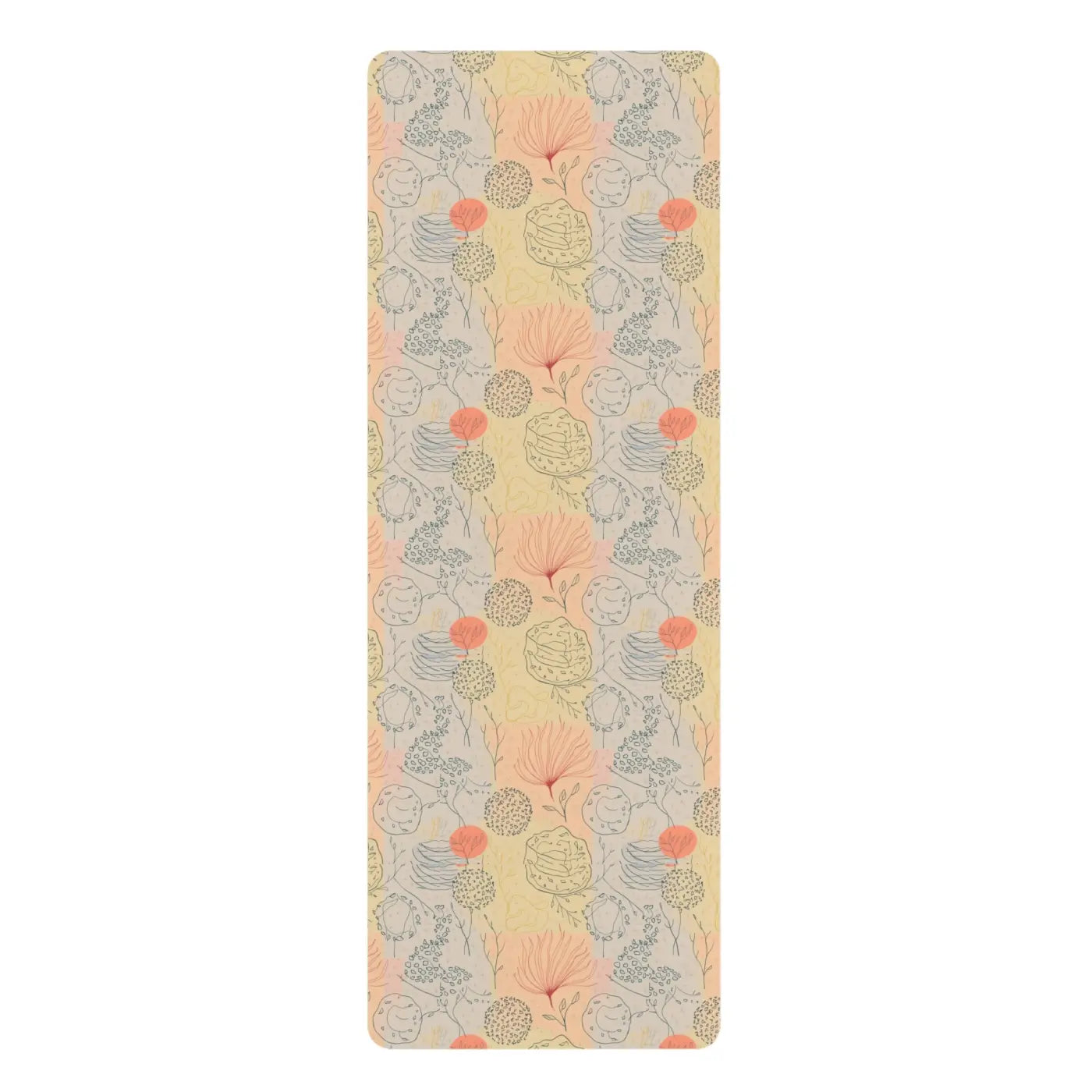 Orange Floral Rubber Yoga Mat - Anti Slip Design - DipaliZ