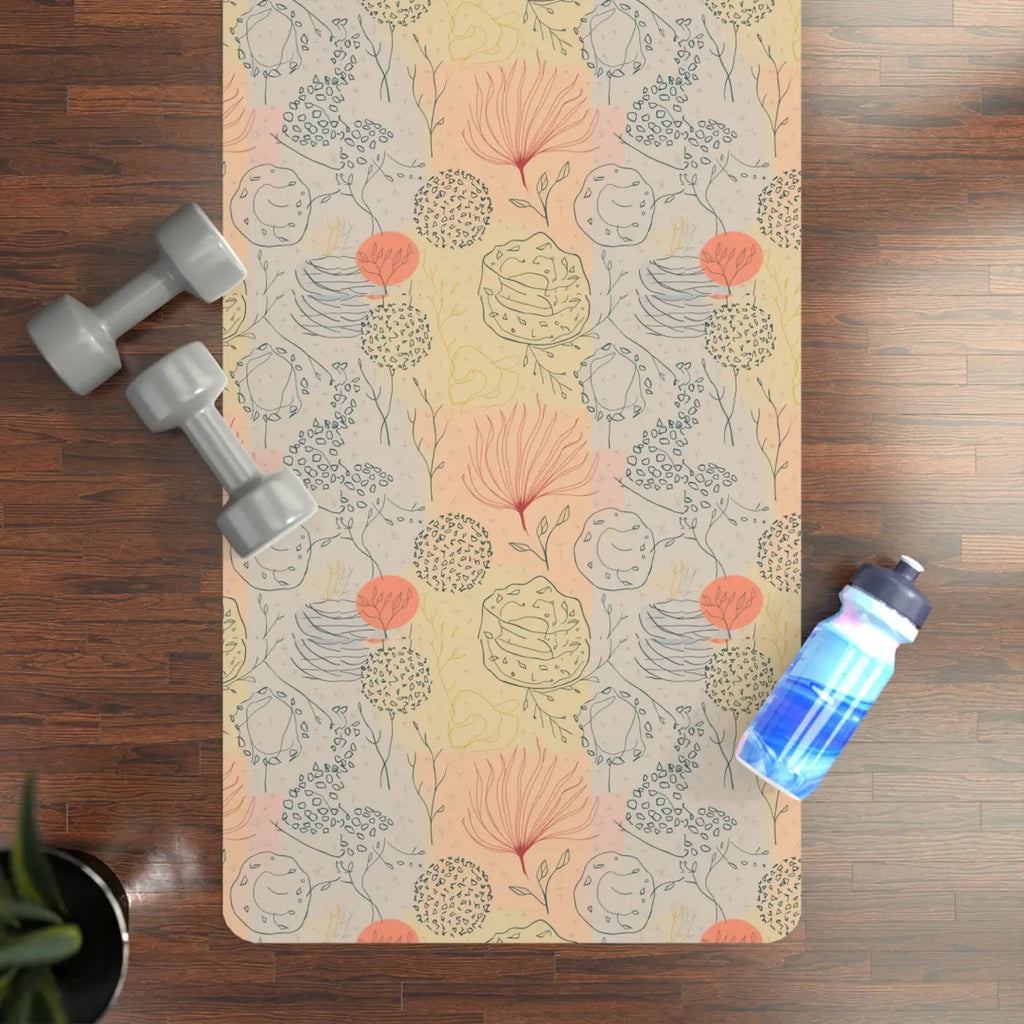 Orange Floral Rubber Yoga Mat - Anti Slip Design - DipaliZ