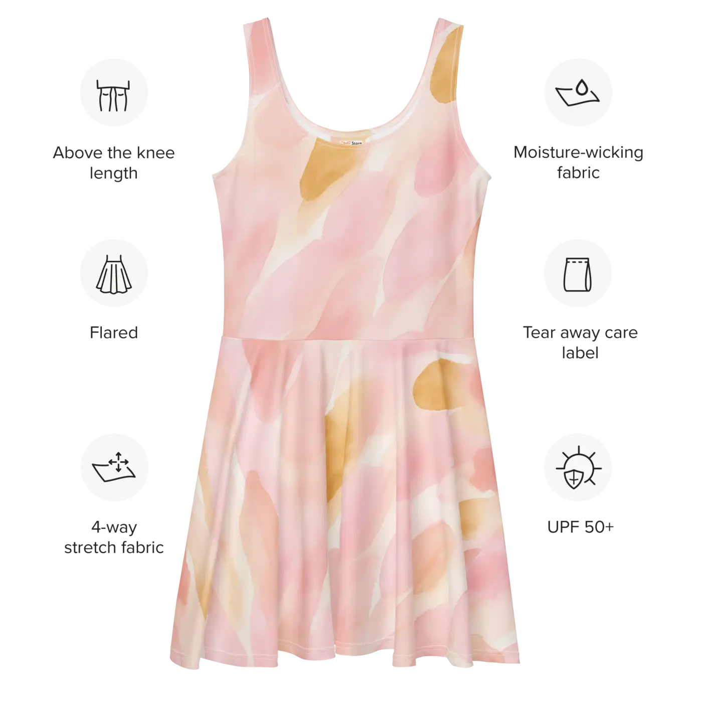 Skater Dress Abstract Pastel Pattern Flared Skirt - DipaliZ