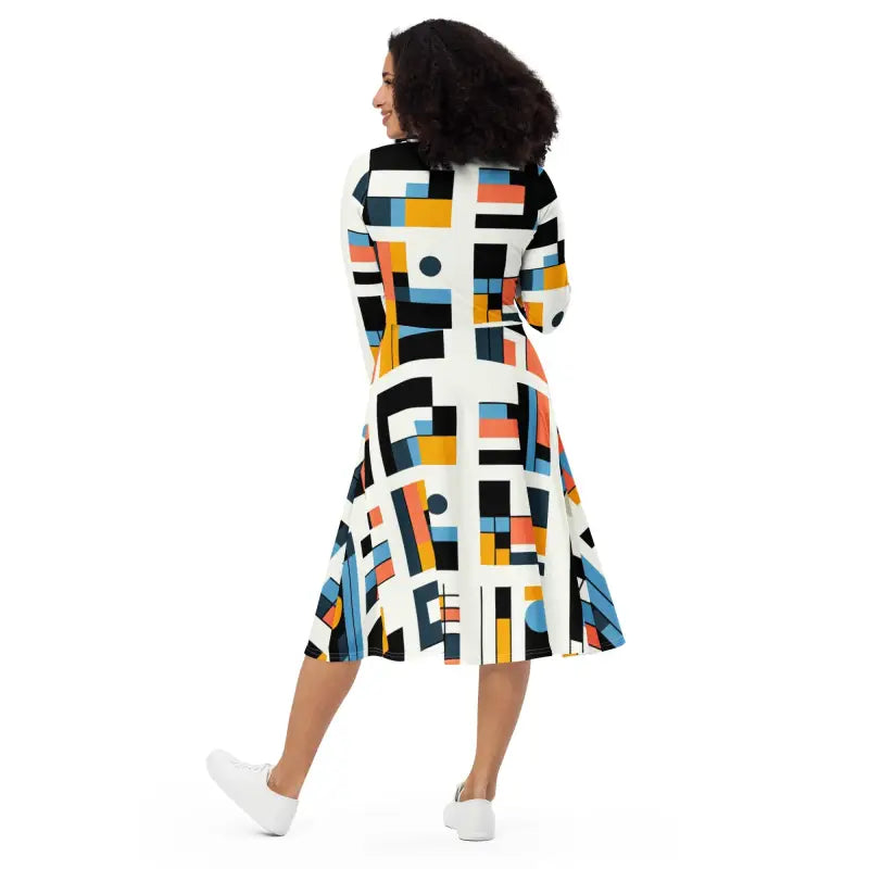 Abstract Pattern Midi Dress - Cloud Comfort Everyday Style - DipaliZ