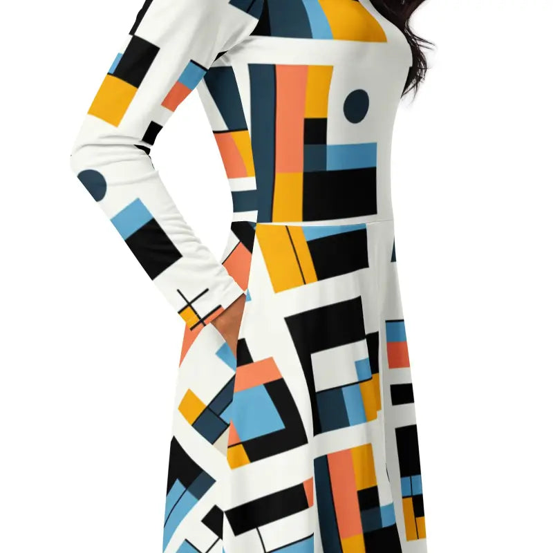 Abstract Pattern Midi Dress - Cloud Comfort Everyday Style - DipaliZ