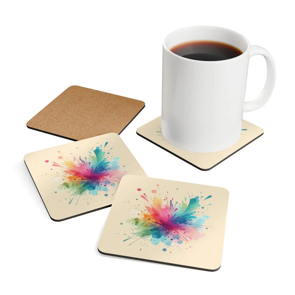 Paint Splash Corkwood Coaster - Prevent Sliding Design - DipaliZ