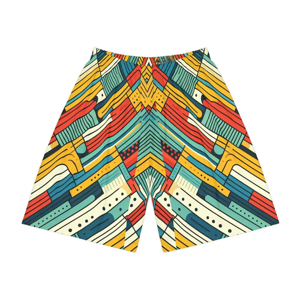 Striking Red Sports Shorts - Green Striped Active Fit - DipaliZ