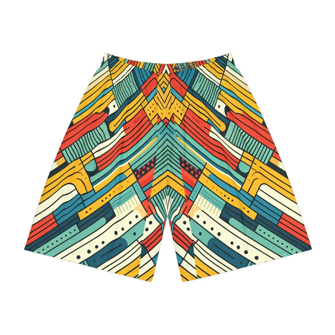 Striking Red Sports Shorts - Green Striped Active Fit - DipaliZ