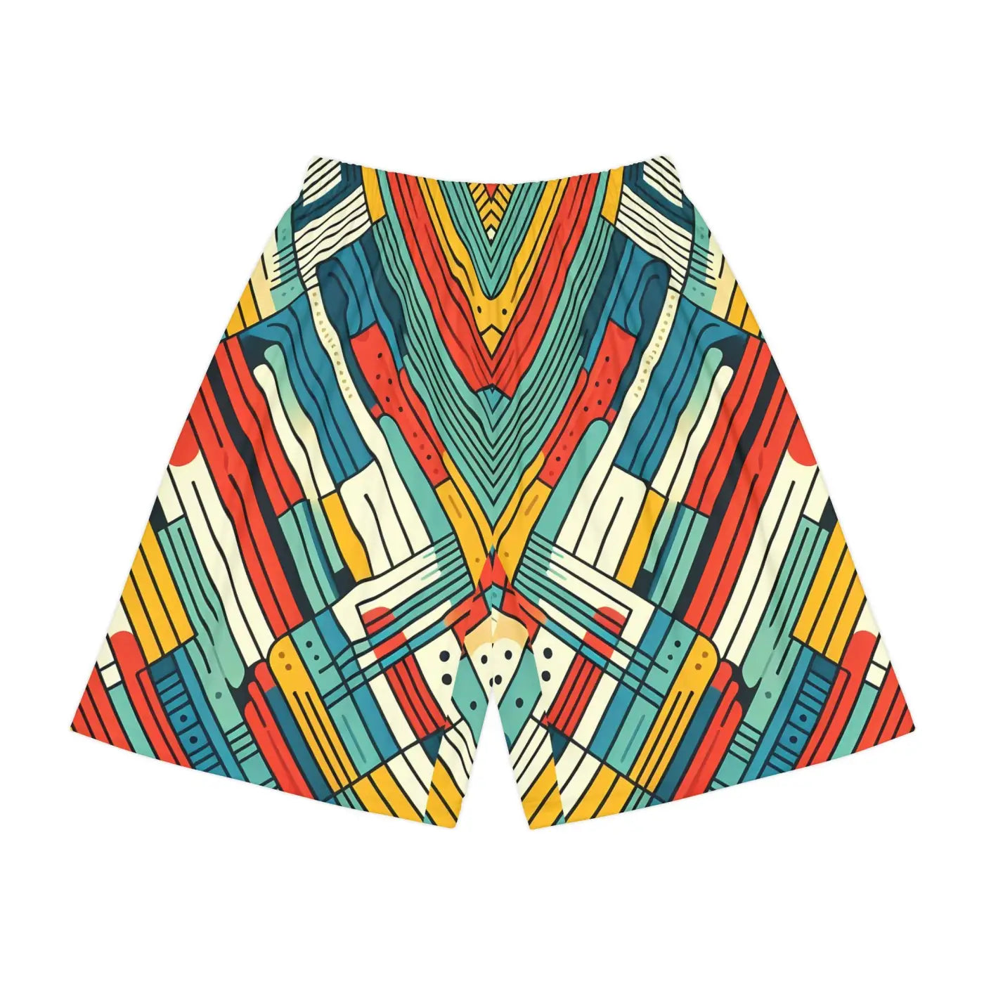 Striking Red Sports Shorts - Green Striped Active Fit - DipaliZ