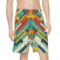 Striking Red Sports Shorts - Green Striped Active Fit - DipaliZ