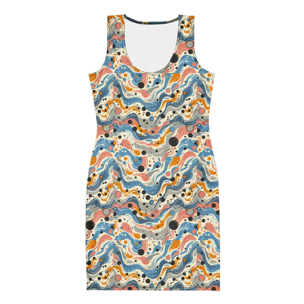Abstract Swirls Bodycon Dress - Curve Hugging Comfort - DipaliZ