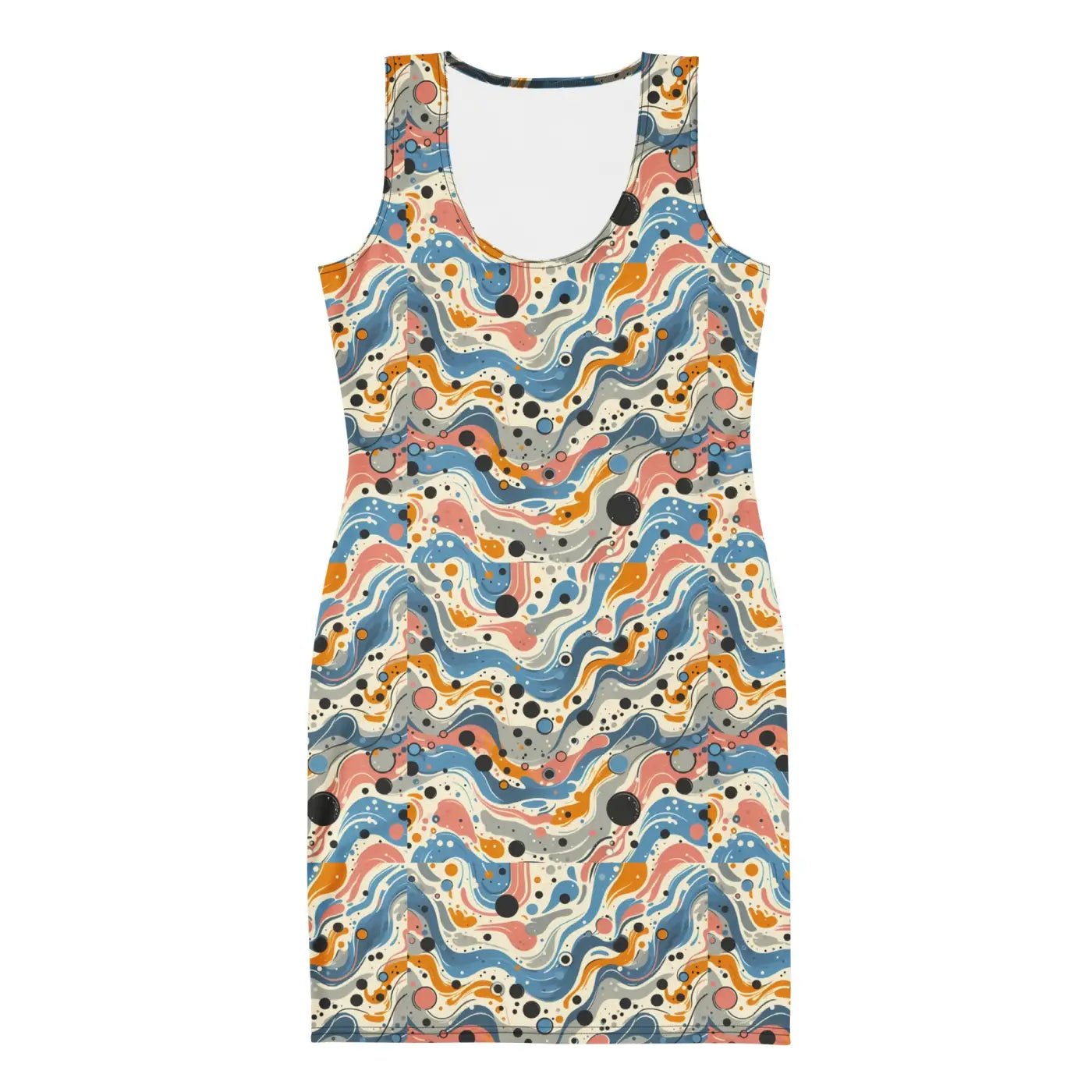 Abstract Swirls Bodycon Dress - Curve Hugging Comfort - DipaliZ