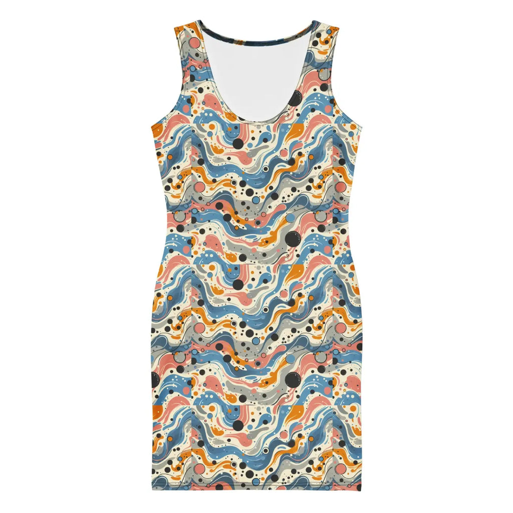Abstract Swirls Bodycon Dress - Curve Hugging Comfort - DipaliZ