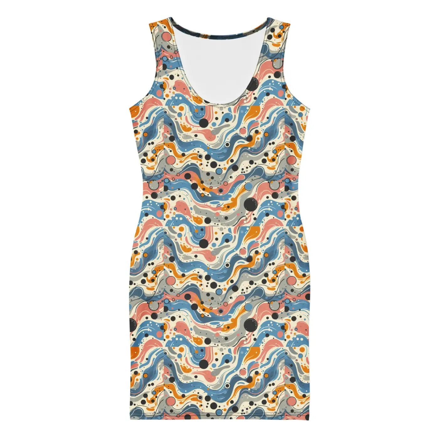 Abstract Swirls Bodycon Dress - Curve Hugging Comfort - DipaliZ
