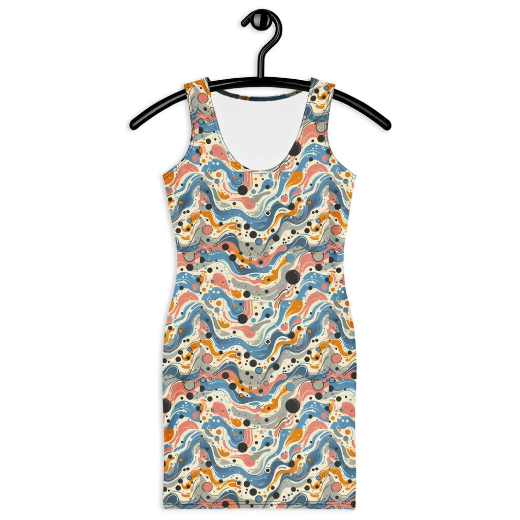 Abstract Swirls Bodycon Dress - Curve Hugging Comfort - DipaliZ