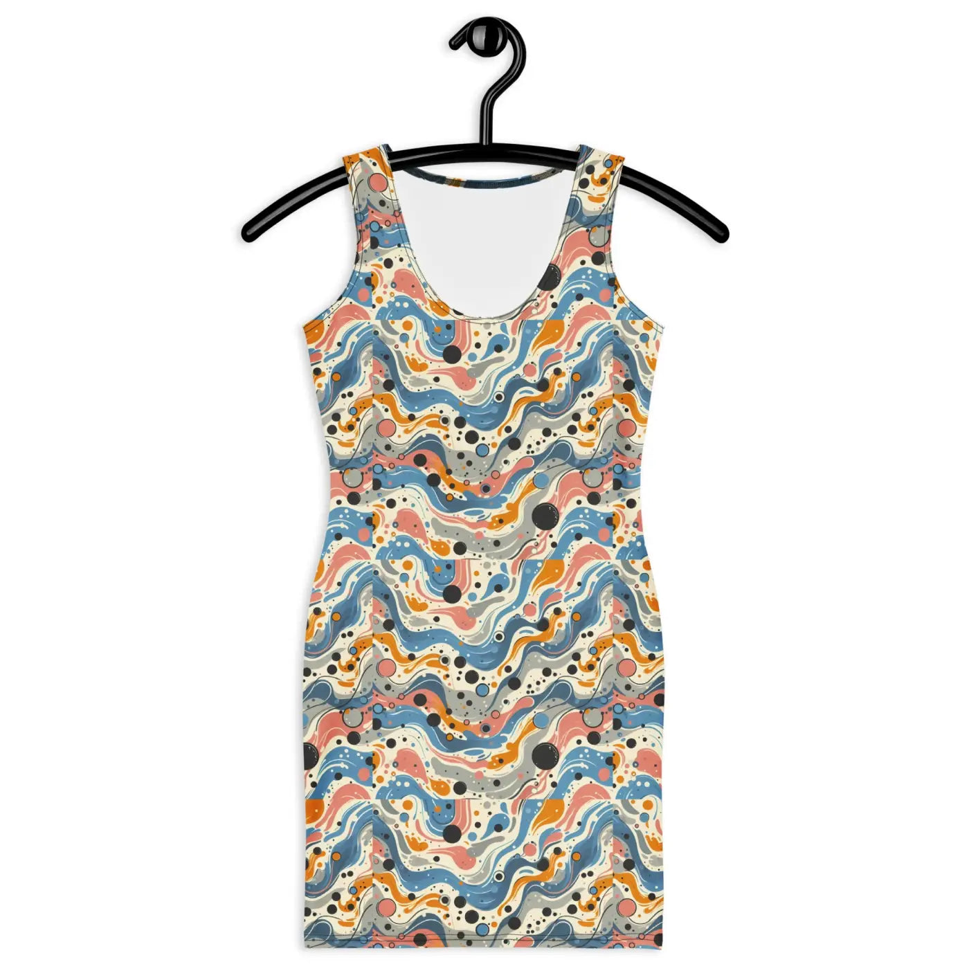Abstract Swirls Bodycon Dress - Curve Hugging Comfort - DipaliZ