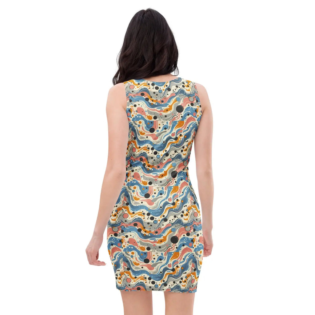 Abstract Swirls Bodycon Dress - Curve Hugging Comfort - DipaliZ