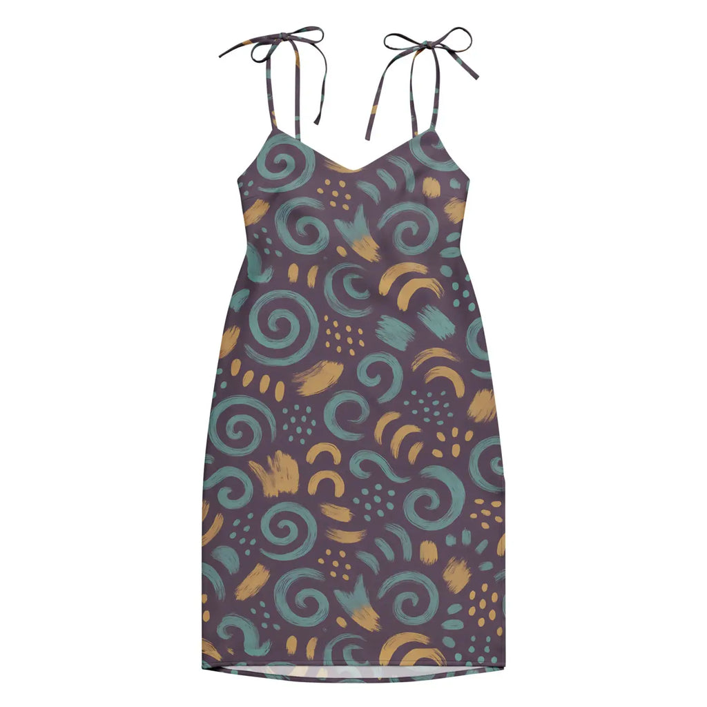 Dreamy Abstract Swirls Midi Dress - Built-In Bra Comfort - DipaliZ
