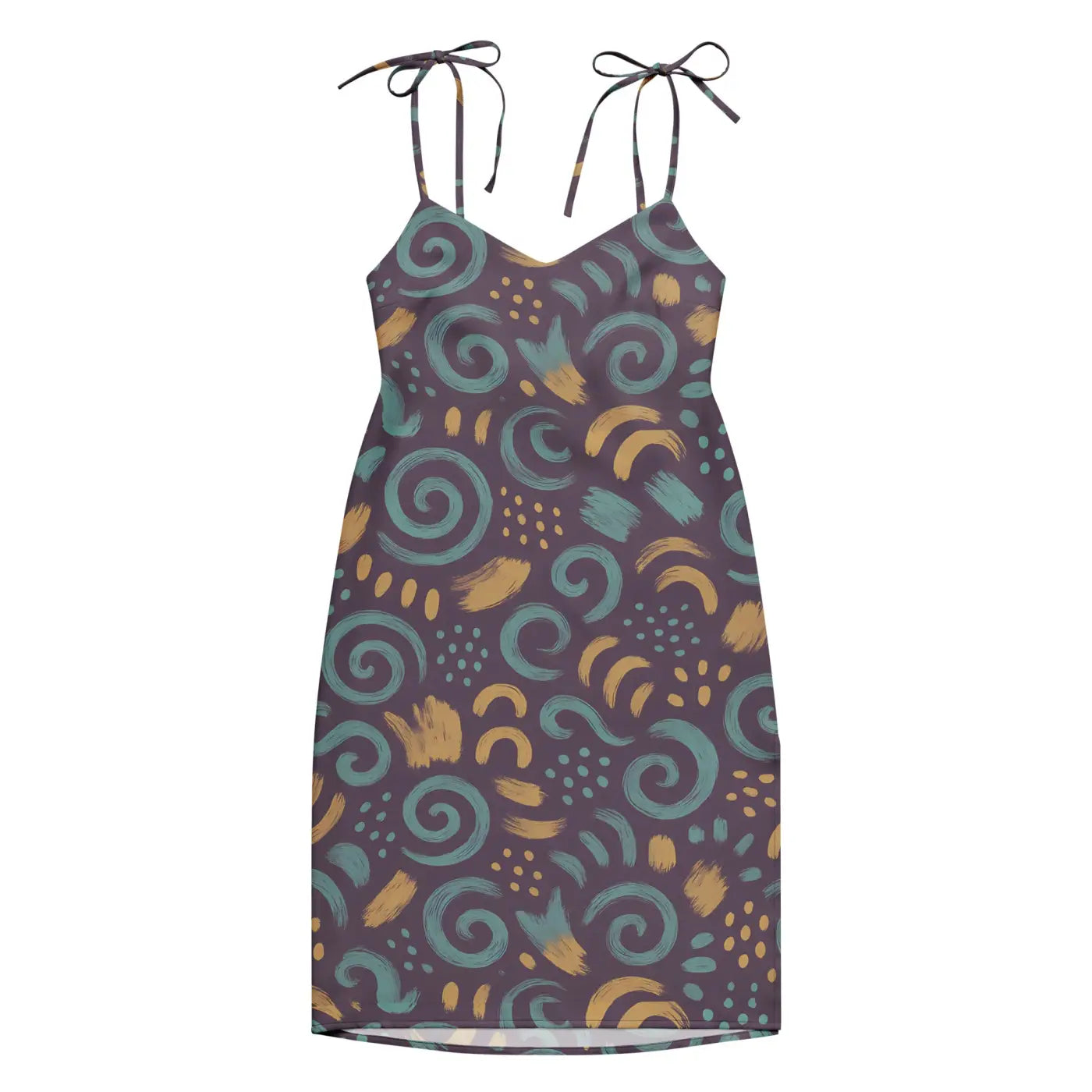 Dreamy Abstract Swirls Midi Dress - Built-In Bra Comfort - DipaliZ