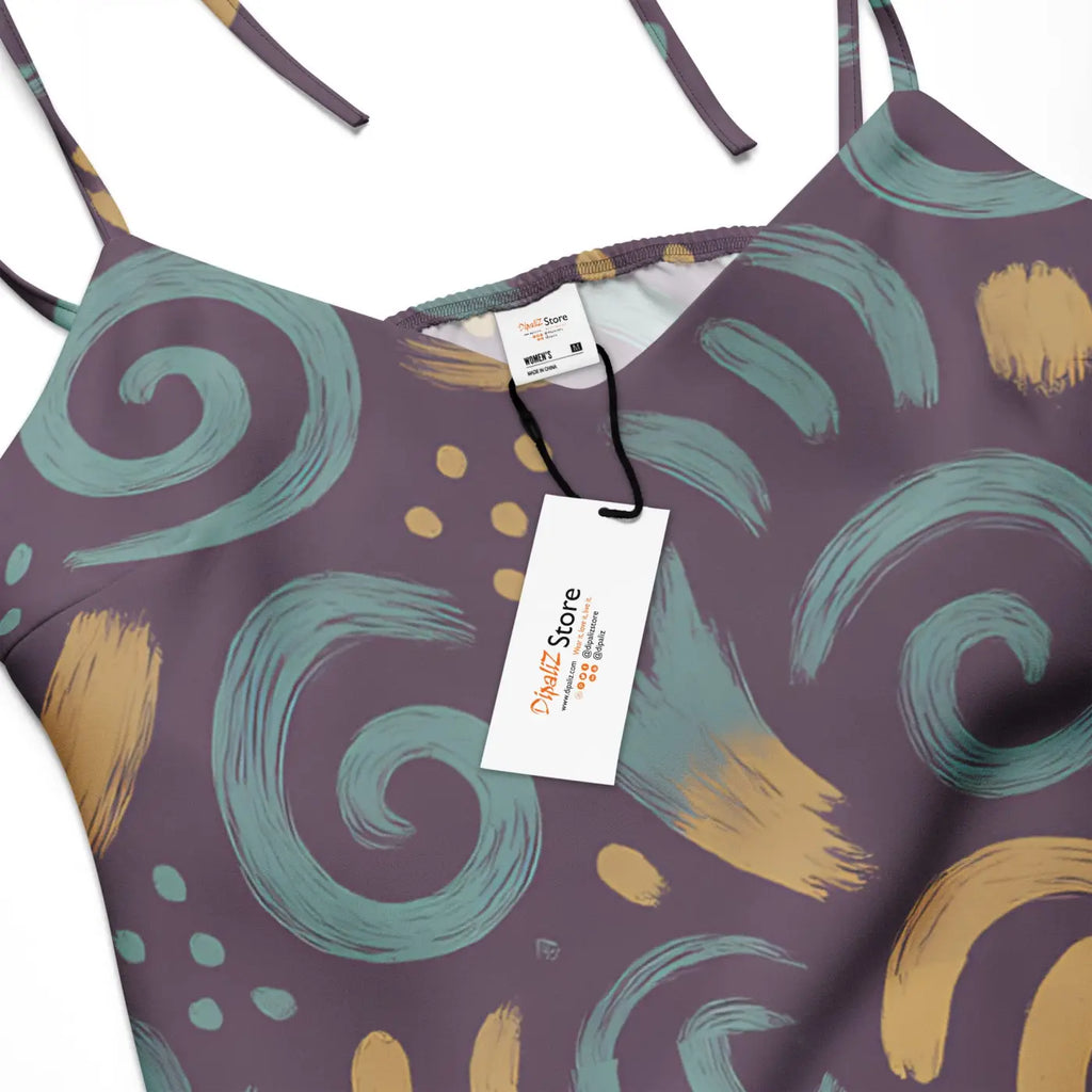 Dreamy Abstract Swirls Midi Dress - Built-In Bra Comfort - DipaliZ