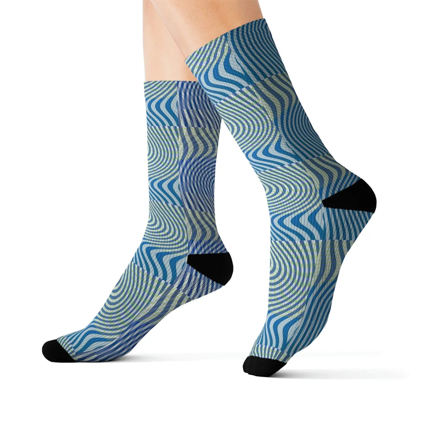 Abstract Wavy Blue Socks - Bold Comfort Style - DipaliZ